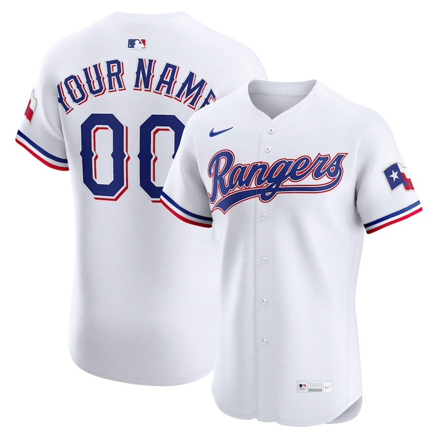 Men's Texas Rangers Nike White Home Elite Custom Jersey - Puhuasuan