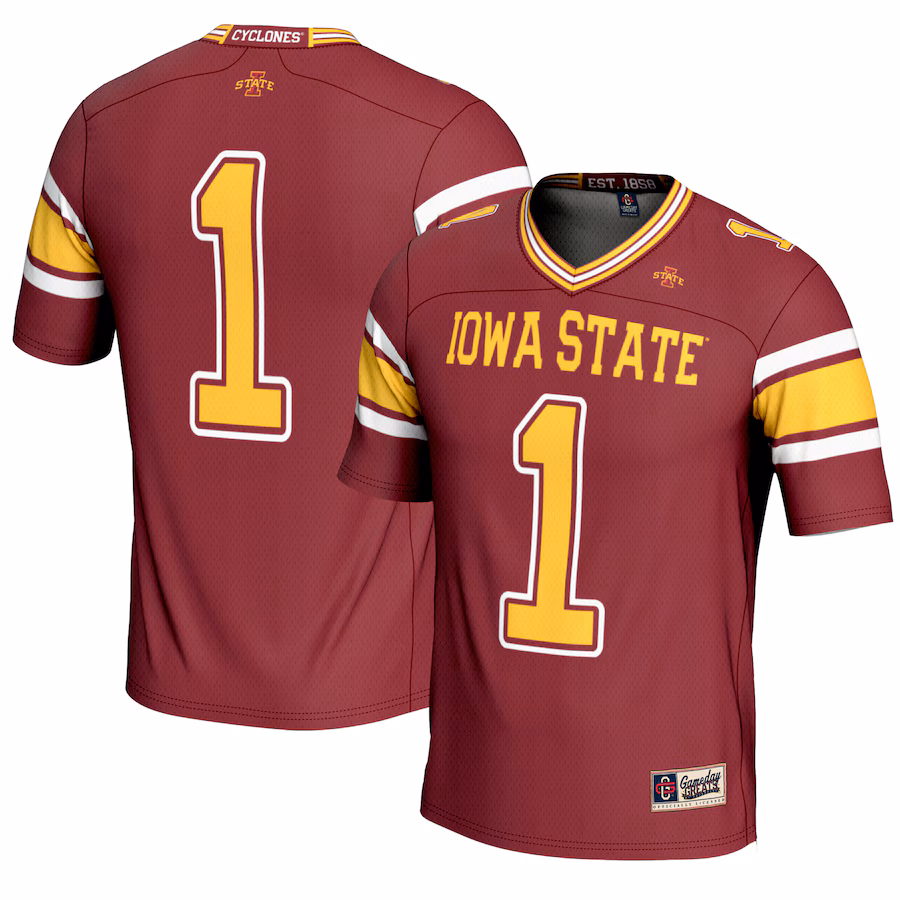 Youth GameDay Greats #1 Cardinal Iowa State Cyclones Endzone Football Jersey - Puhuasuan