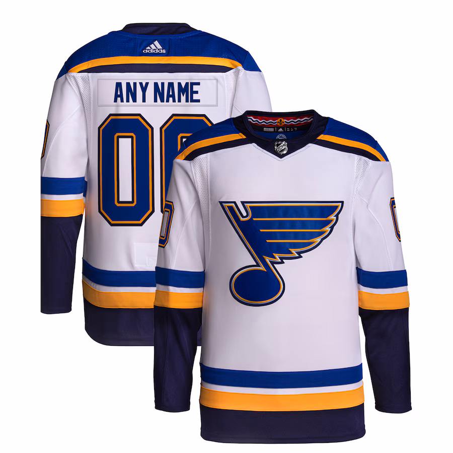 Men's St. Louis Blues adidas White Away Primegreen Authentic Custom Jersey - Puhuasuan