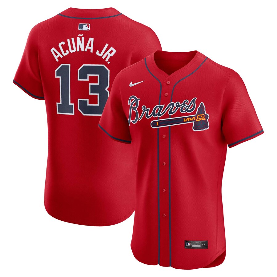 Men's Atlanta Braves Ronald Acuña Jr. Nike Red Alternate Elite Player Jersey - Puhuasuan