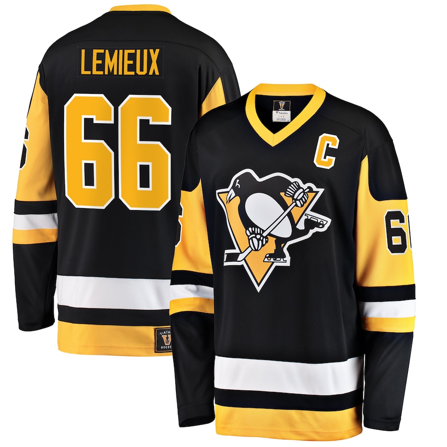 Men's Pittsburgh Penguins Mario Lemieux Fanatics Branded Black Premier Breakaway Retired Player Jersey - Puhuasuan