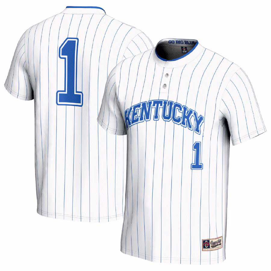 #1 Kentucky Wildcats GameDay Greats Youth Lightweight Softball Fashion Jersey - White - Puhuasuan