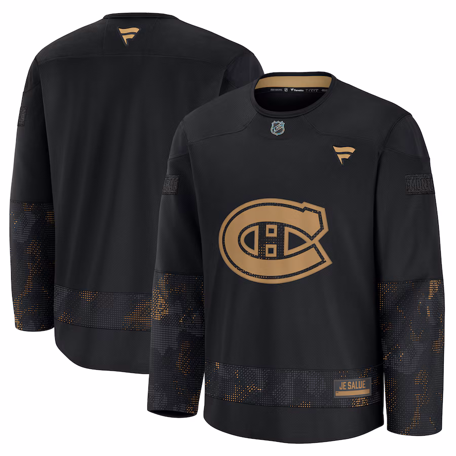 Men's Montreal Canadiens Fanatics Black 2024 Military Appreciation Practice Jersey - Puhuasuan