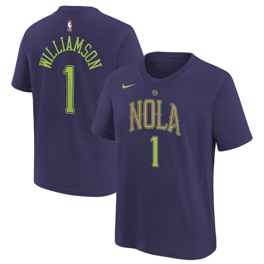 Youth New Orleans Pelicans Zion Williamson Nike Purple 2024/25 City Edition Name & Number T-Shirt - Puhuasuan