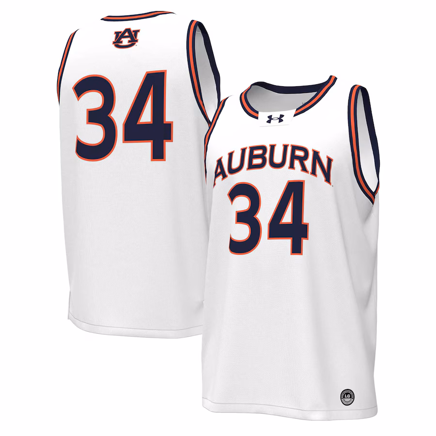 Men's Under Armour #34 White Auburn Tigers Replica Basketball Jersey - Puhuasuan