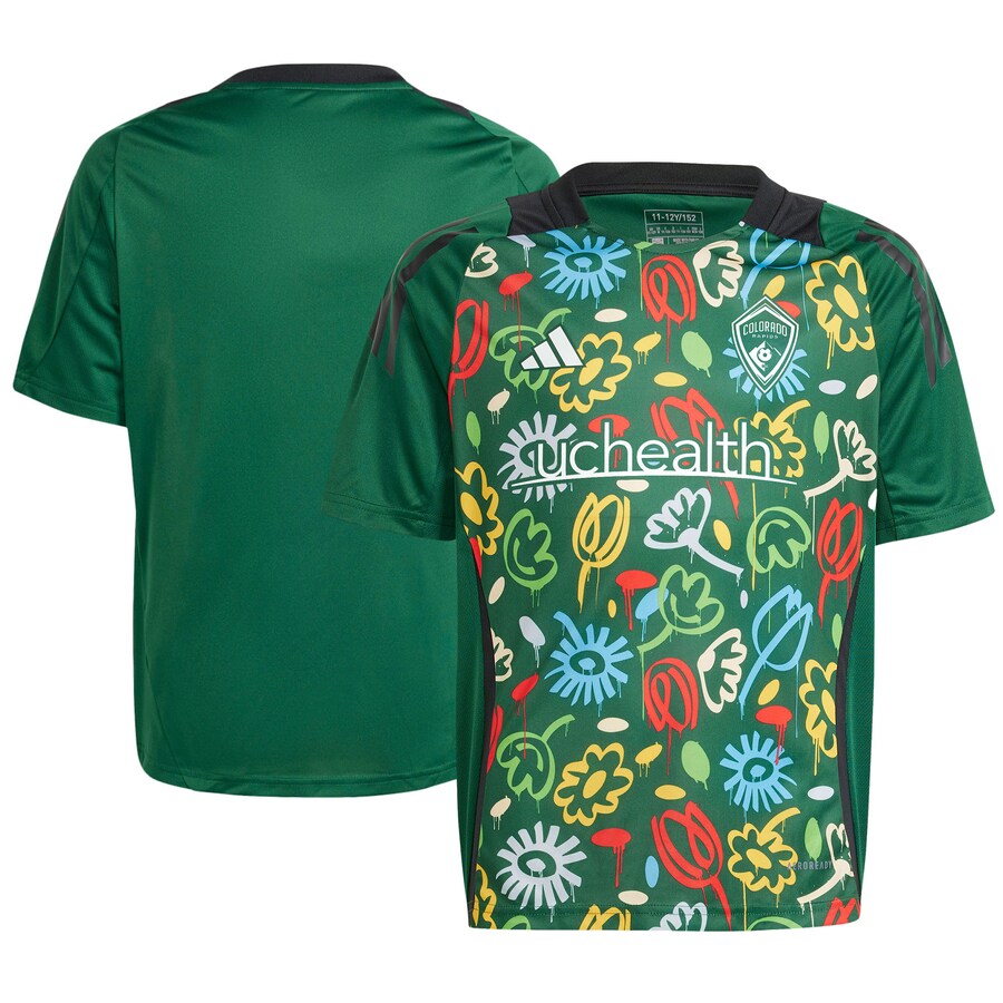 Youth Colorado Rapids adidas Green 2024 One Planet Pre-Match Top - Puhuasuan