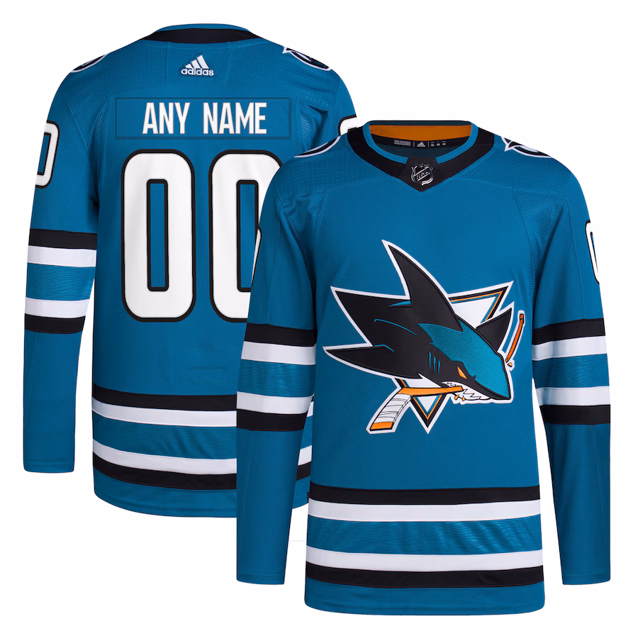Men's San Jose Sharks adidas Teal Home Primegreen Authentic Custom Jersey - Puhuasuan