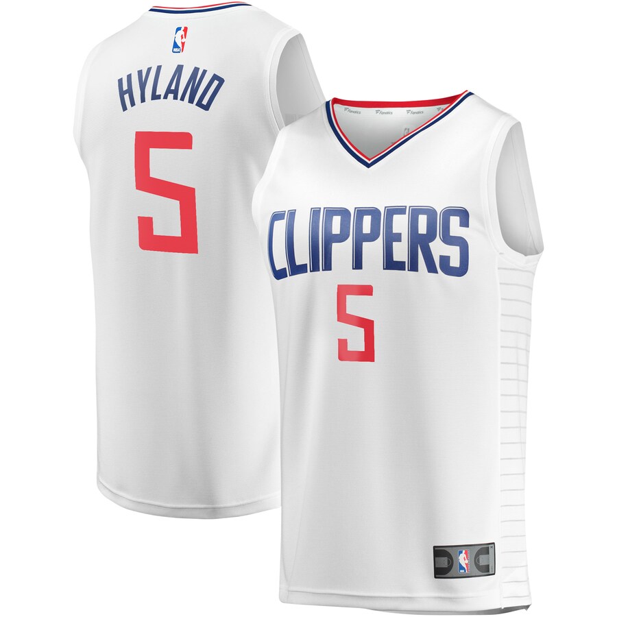 Men's LA Clippers Bones Hyland Fanatics White Fast Break Player Jersey - Association Edition - Puhuasuan