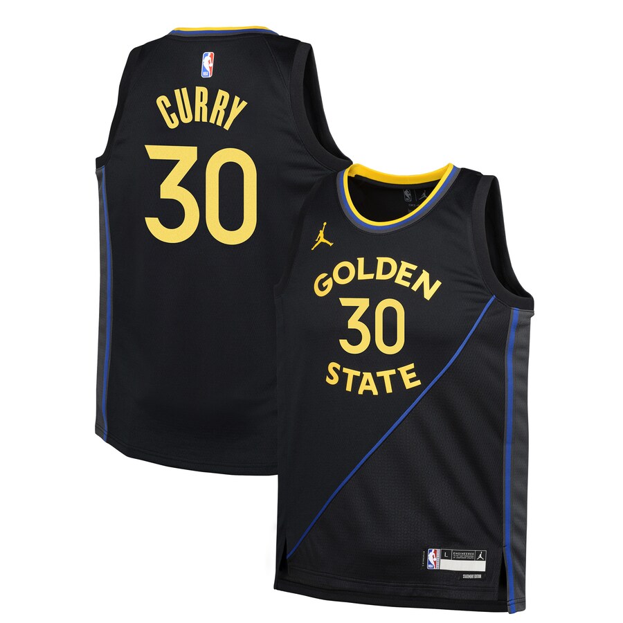 Youth Golden State Warriors Stephen Curry Jordan Brand Navy Swingman Jersey - Statement Edition - Puhuasuan