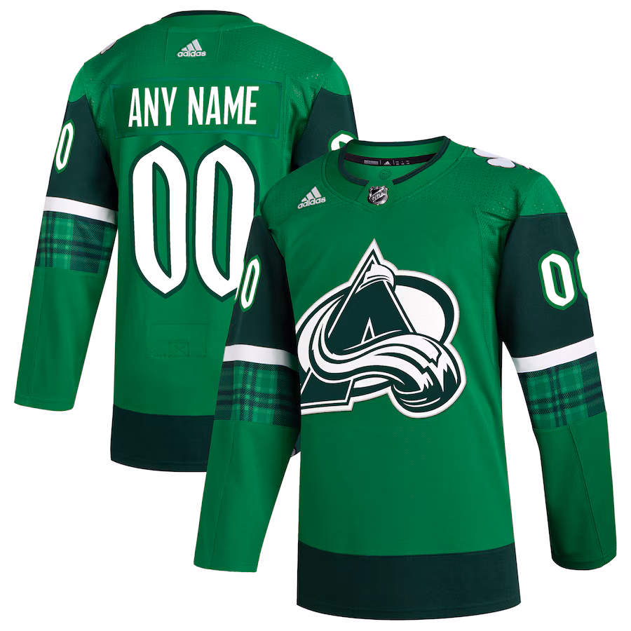 Men's Colorado Avalanche adidas Kelly Green St. Patrick's Day Authentic Custom Jersey - Puhuasuan