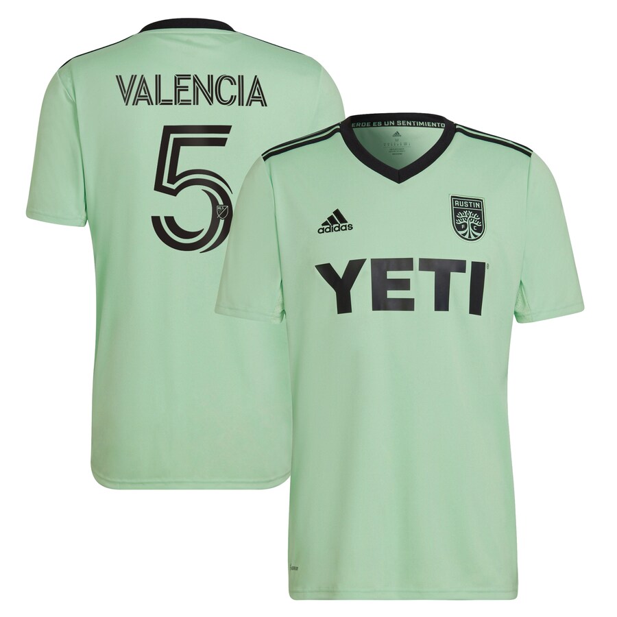 Men's Austin FC Jhojan Valencia adidas Mint 2022 The Sentimiento Kit Replica Player Jersey - Puhuasuan