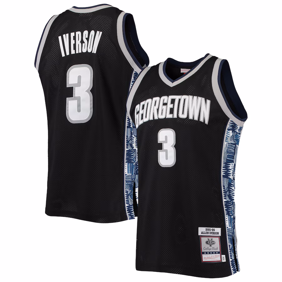 Allen Iverson Georgetown Hoyas Mitchell & Ness 1995/96 Authentic Throwback Jersey - Black - Puhuasuan