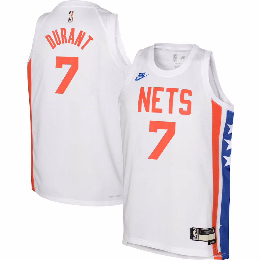Youth Brooklyn Nets Kevin Durant Nike White 2022/23 Swingman Jersey - Classic Edition - Puhuasuan