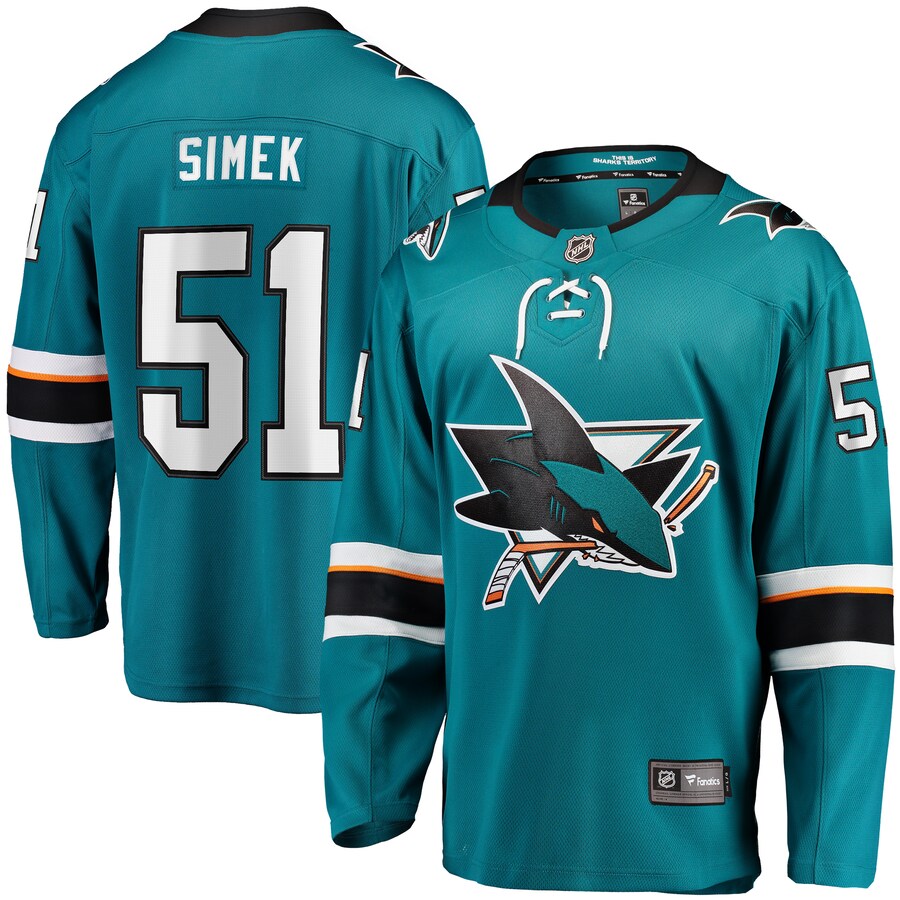 Radim Simek San Jose Sharks Fanatics Branded Home Breakaway Player Jersey - Teal - Puhuasuan
