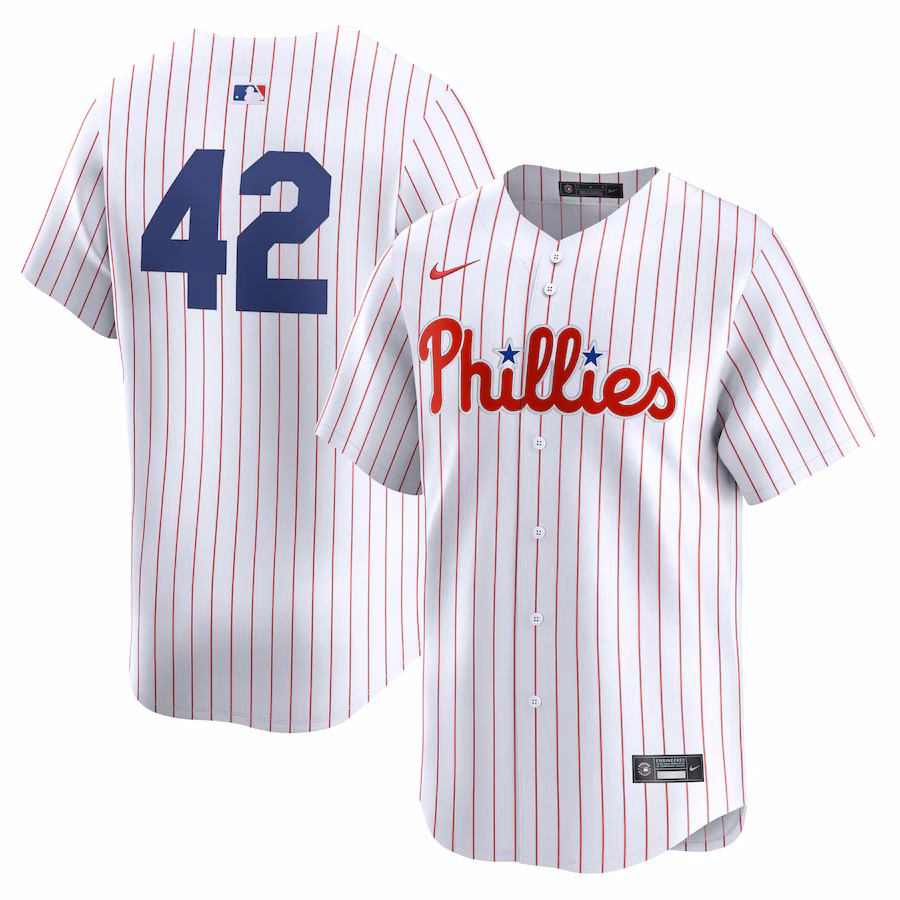Men's Philadelphia Phillies  Nike White 2024 Jackie Robinson Day Home Limited Jersey - Puhuasuan