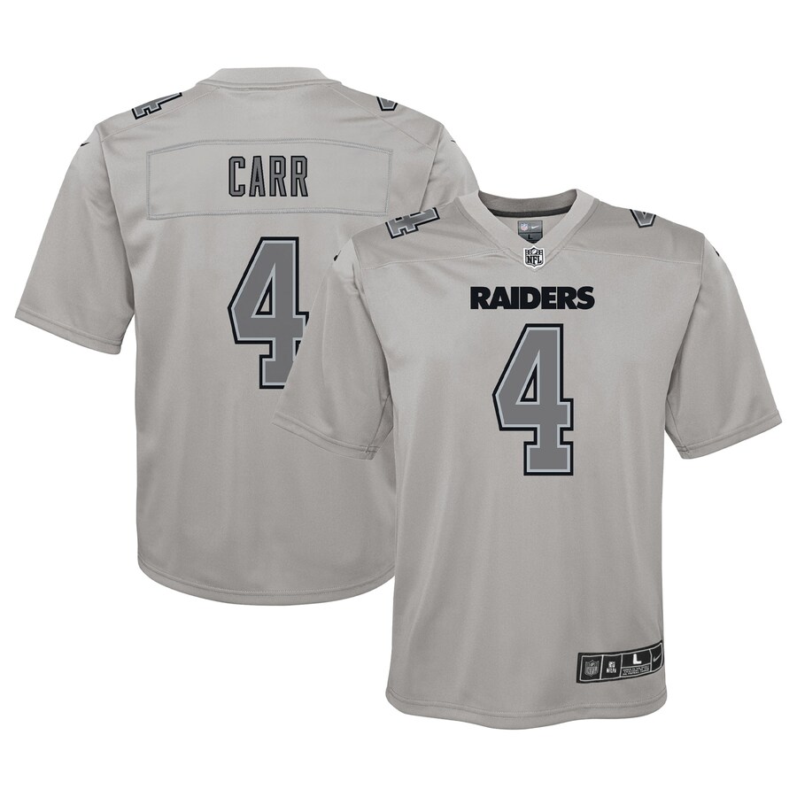 Youth Las Vegas Raiders Derek Carr Nike Gray Atmosphere Game Jersey - Puhuasuan