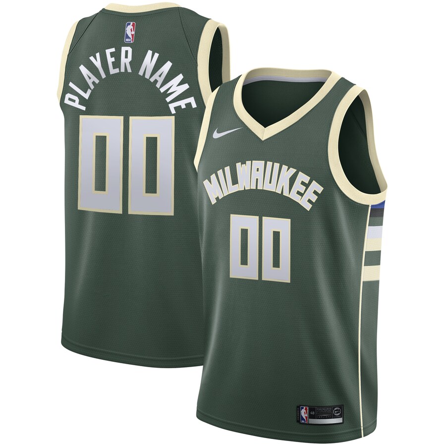 Men's Milwaukee Bucks Nike Green Swingman Custom Jersey - Icon Edition - Puhuasuan