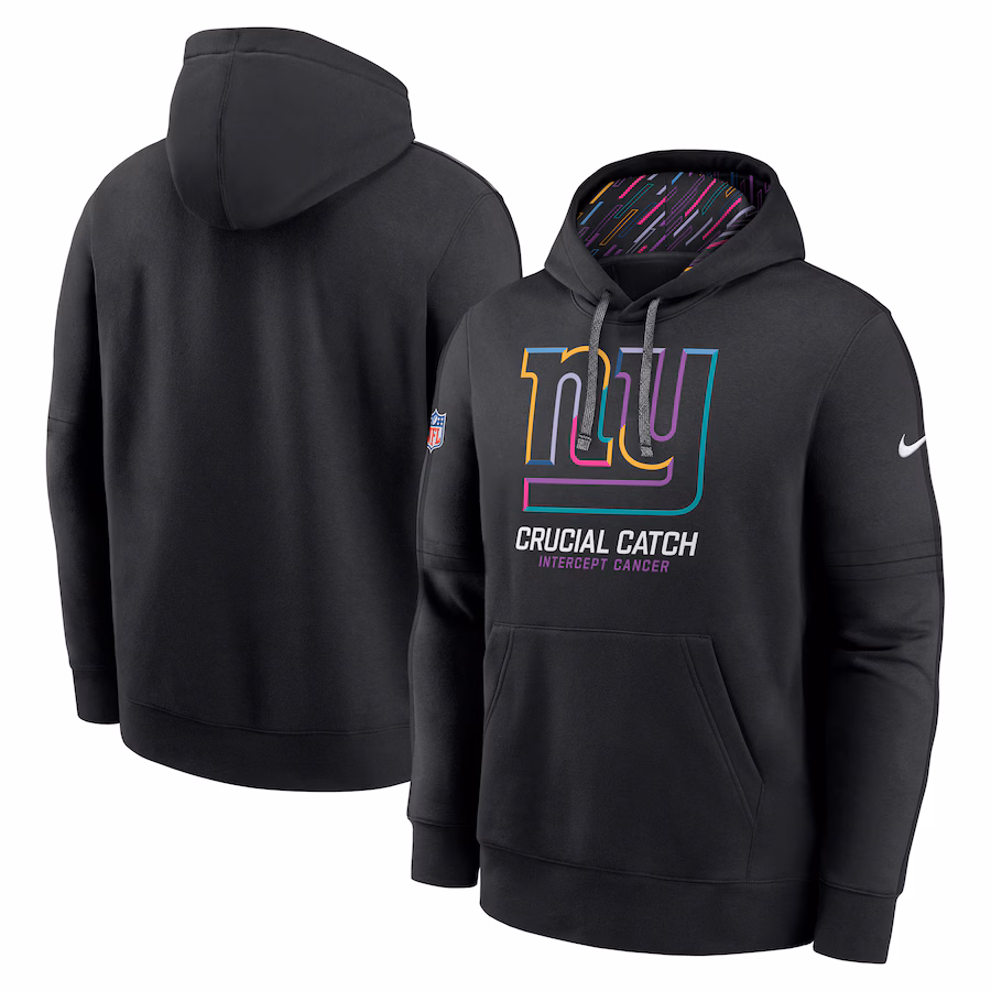 Men's New York Giants Nike Black 2024 NFL Crucial Catch Club Pullover Hoodie - Puhuasuan