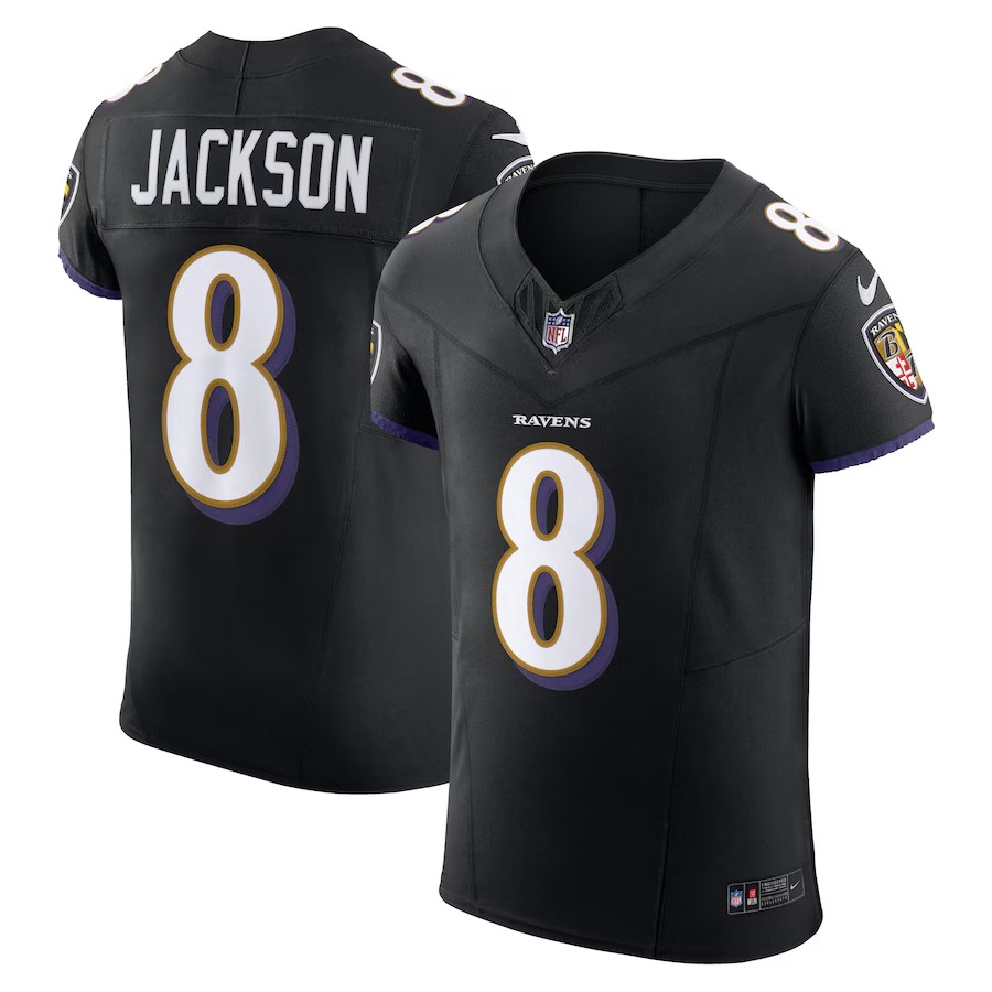 Men's Baltimore Ravens Lamar Jackson Nike Black Alternate Vapor F.U.S.E. Elite Jersey - Puhuasuan