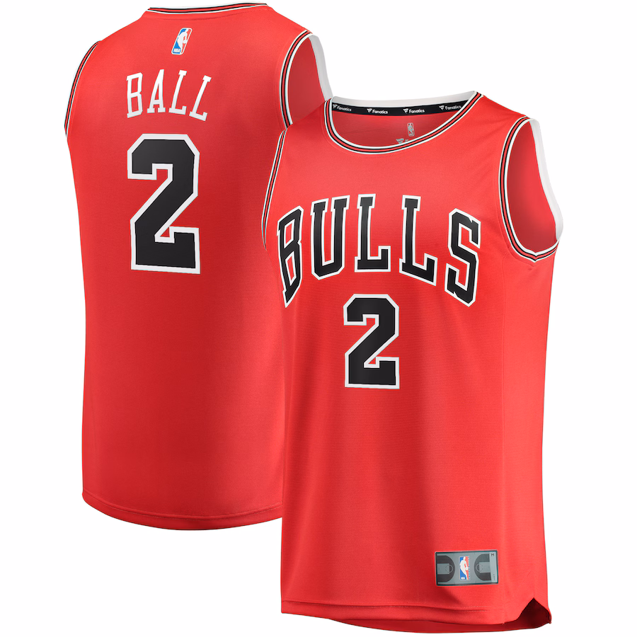 Youth Chicago Bulls Lonzo Ball Fanatics Red Fast Break Road Replica Jersey - Icon Edition - Puhuasuan