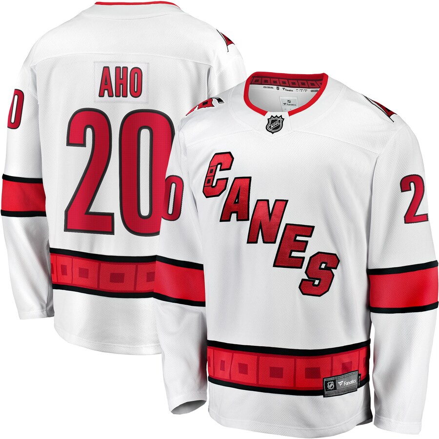 Men's Carolina Hurricanes Sebastian Aho Fanatics Branded White Away Premier Breakaway Player Jersey - Puhuasuan