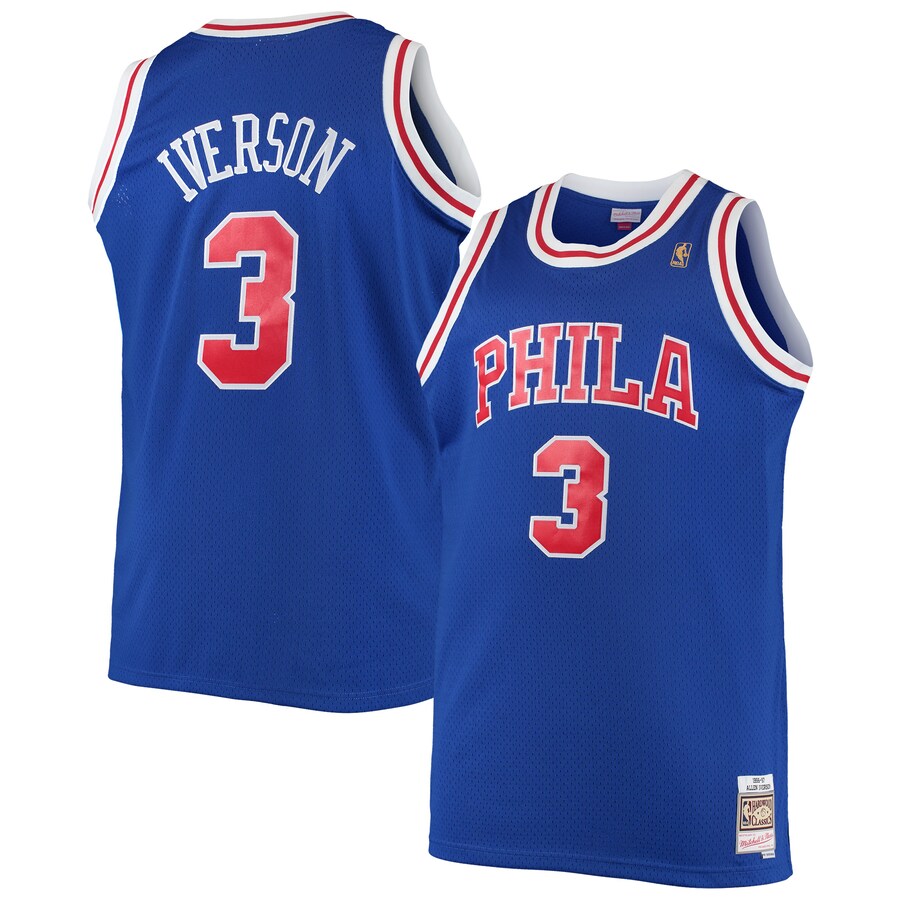 Men's Philadelphia 76ers Allen Iverson Mitchell & Ness Royal 1996/97 Big & Tall Hardwood Classics Swingman Jersey - Puhuasuan
