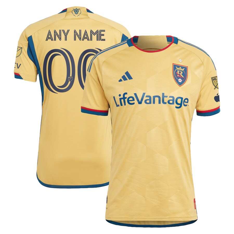 Men's Real Salt Lake adidas Gold 2023 The Beehive State Kit Authentic Custom Jersey - Puhuasuan