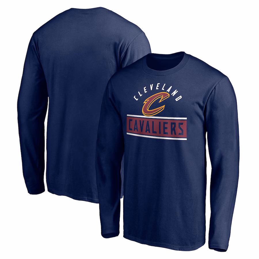 Men's Cleveland Cavaliers Navy Team Arch Knockout Long Sleeve T-Shirt - Puhuasuan