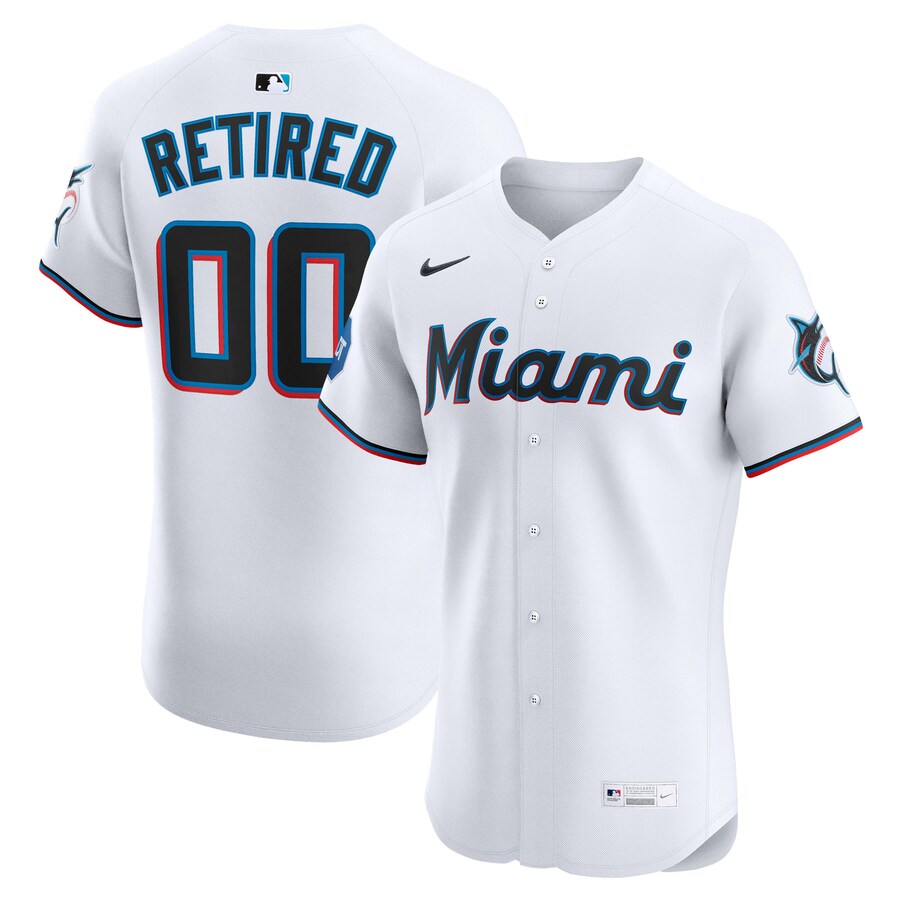 Men's Miami Marlins Nike White Home Elite Sponsor Patch Pick-A-Player Retired Roster Jersey - Puhuasuan