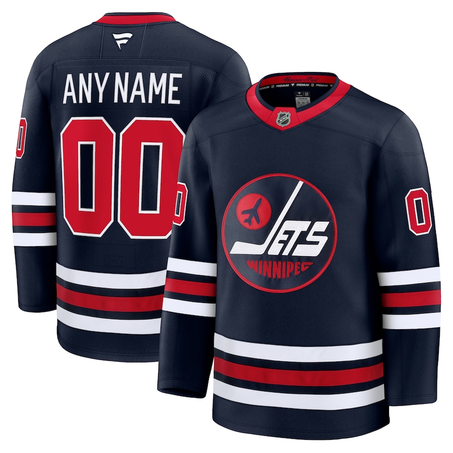 Men's Winnipeg Jets Fanatics Navy Alternate Premium Custom Jersey - Puhuasuan