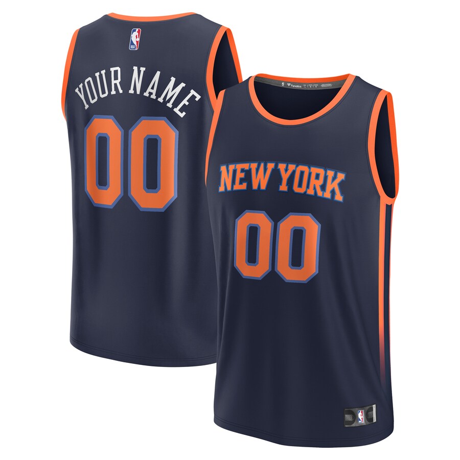 Youth New York Knicks  Fanatics Navy Fast Break Replica Custom Jersey - Statement Edition - Puhuasuan