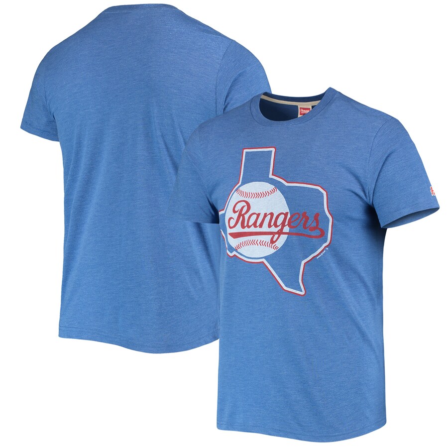 Men's Texas Rangers Homage Royal Hand-Drawn Logo Tri-Blend T-Shirt - Puhuasuan