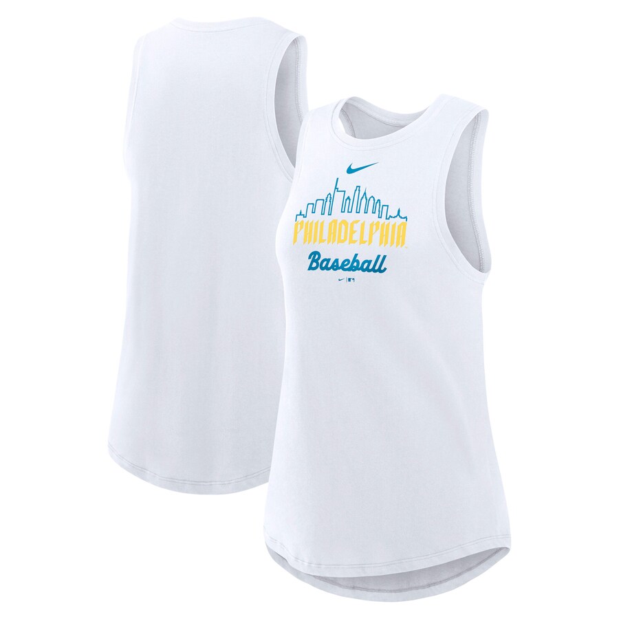 Women's Philadelphia Phillies Nike White City Connect Tricode High Neck Performance Tank Top - Puhuasuan