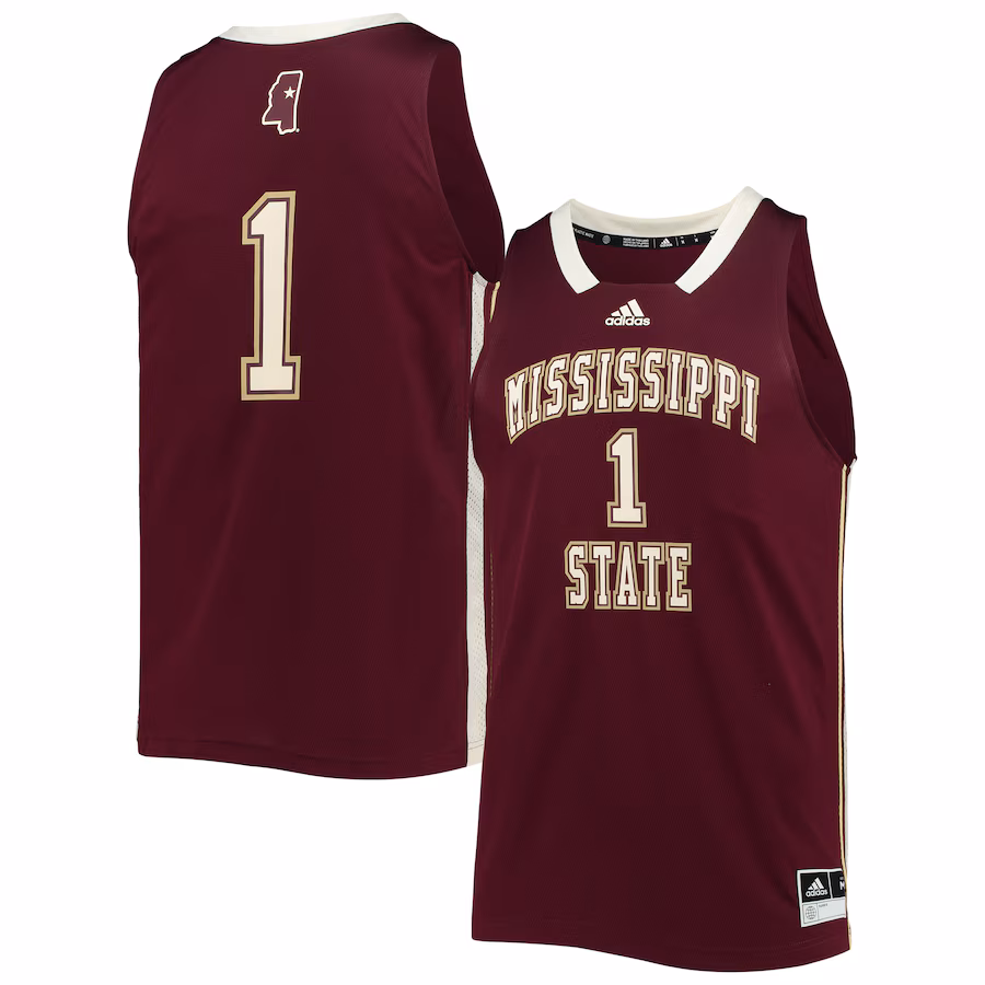 Men's adidas #1 Maroon Mississippi State Bulldogs Reverse Retro Jersey - Puhuasuan