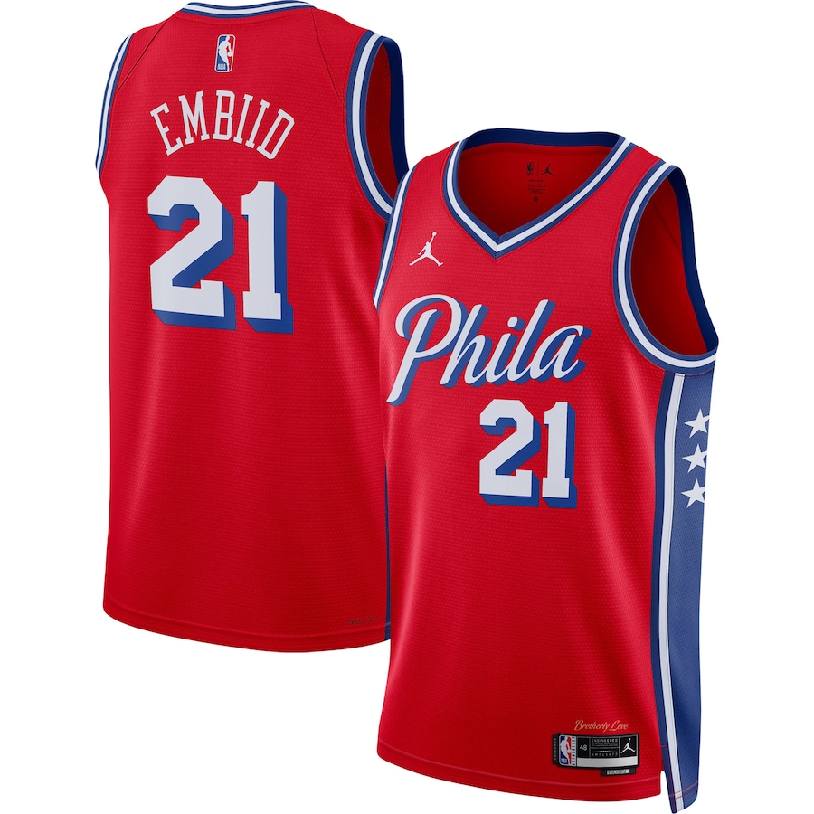 Unisex Philadelphia 76ers Joel Embiid Jordan Brand Red Swingman Jersey - Statement Edition - Puhuasuan