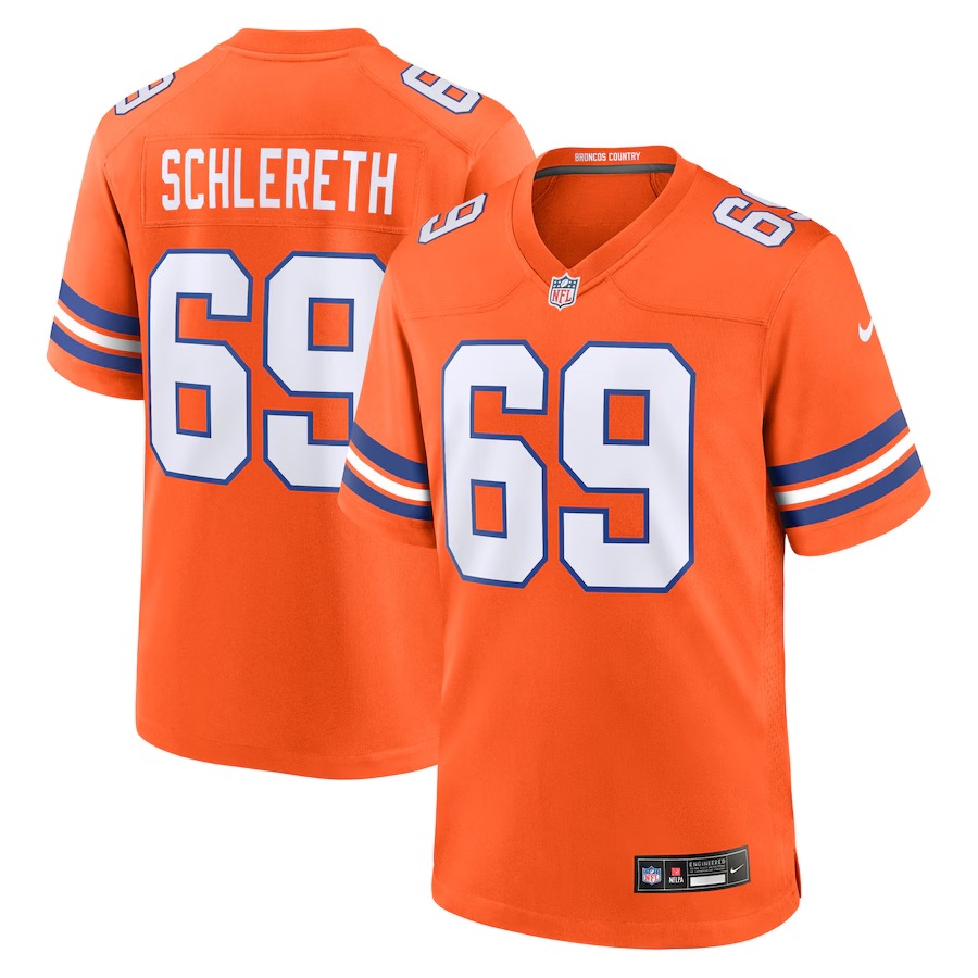 Men's Denver Broncos Mark Schlereth Nike Orange Mile High Collection 1977 Throwback Retired Player Game Jersey - Puhuasuan