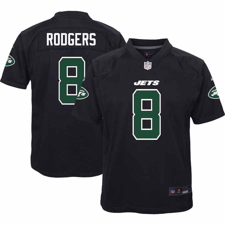 Youth New York Jets Aaron Rodgers Nike Black Game Fashion Jersey - Puhuasuan