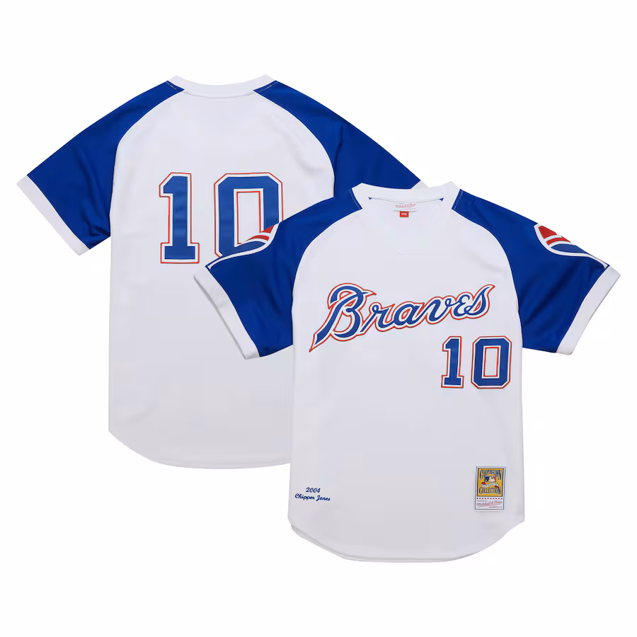 Men's Atlanta Braves Chipper Jones Mitchell & Ness White 2004 Cooperstown Collection Authentic Throwback Jersey - Puhuasuan