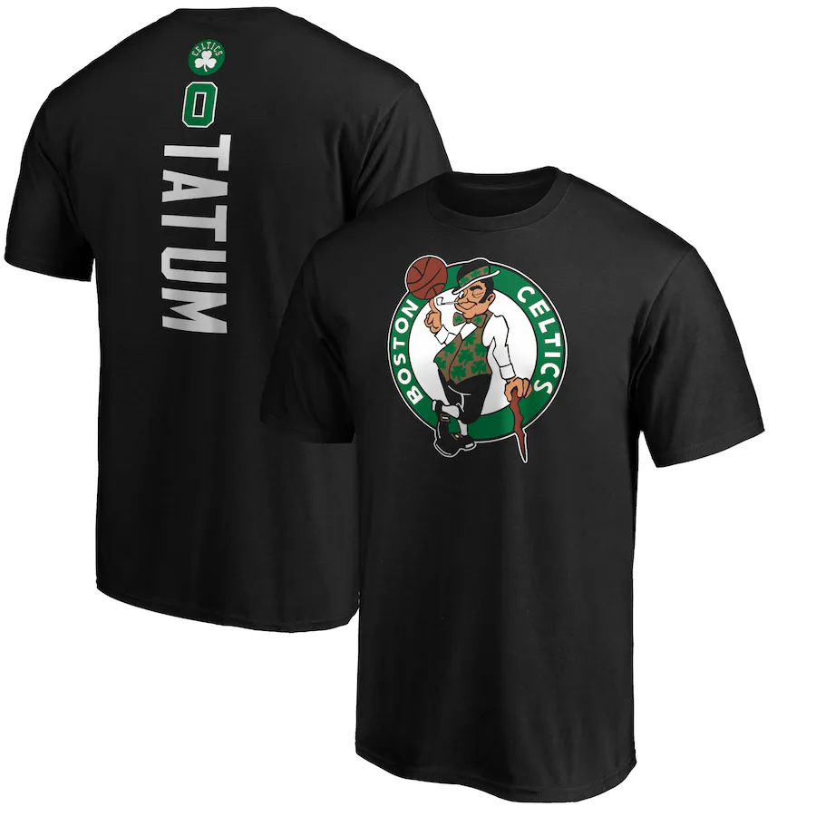 Men's Boston Celtics Jayson Tatum Black Team Playmaker Name & Number T-Shirt - Puhuasuan