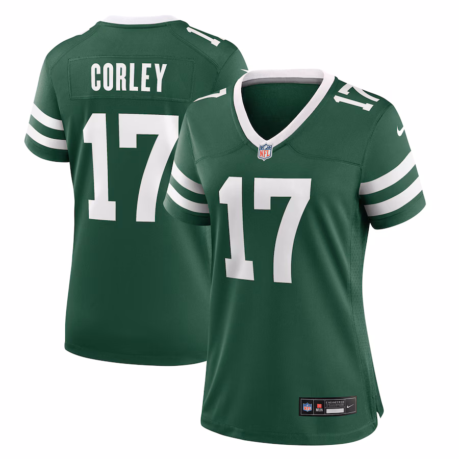 Women's New York Jets Malachi Corley Nike Legacy Green Team Game Jersey - Puhuasuan