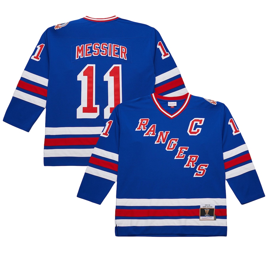Men's New York Rangers Mark Messier Mitchell & Ness Blue Big & Tall 1993/94 Blue Line 2.0 Jersey - Puhuasuan