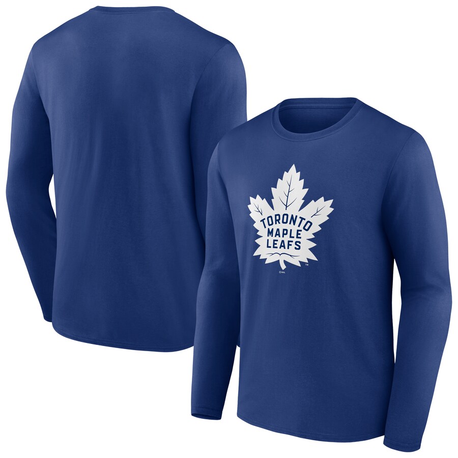 Men's Toronto Maple Leafs Blue Primary Logo Long Sleeve T-Shirt - Puhuasuan