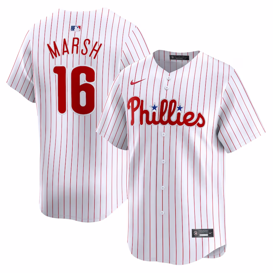 Men's Philadelphia Phillies Brandon Marsh Nike White Home Limited Player Jersey - Puhuasuan