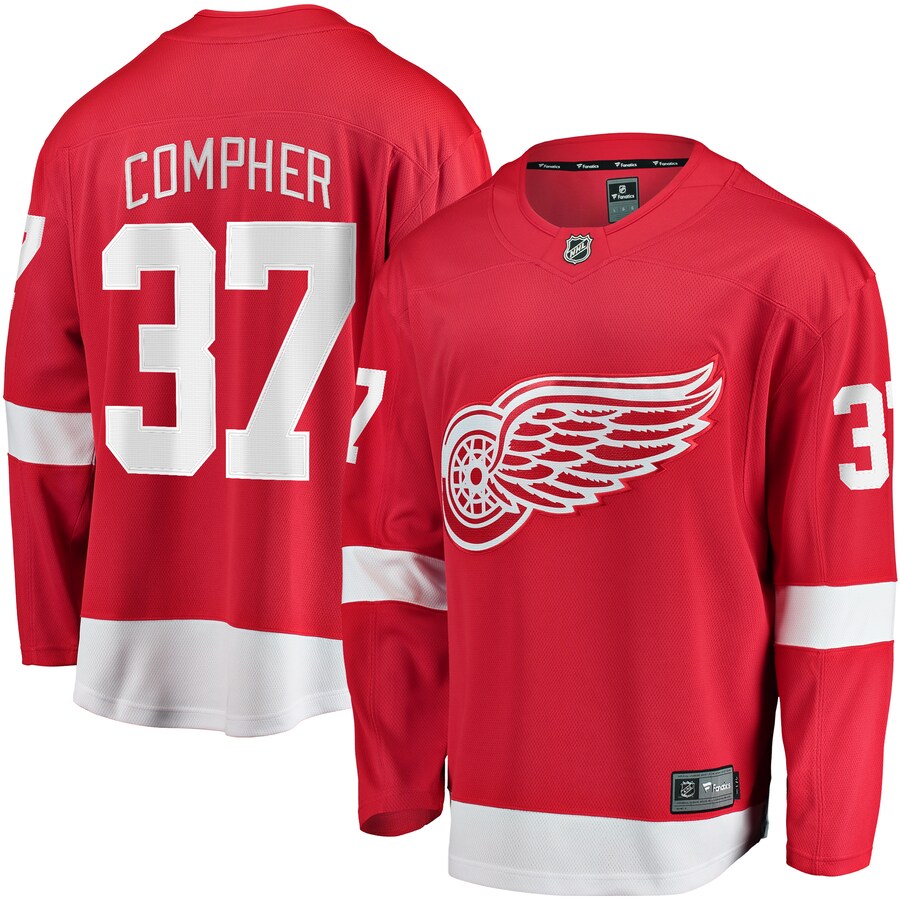 Men's Detroit Red Wings J.T. Compher Fanatics Branded Red Home Breakaway Jersey - Puhuasuan