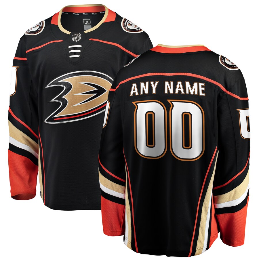 Men's Anaheim Ducks Fanatics Branded Black Home Breakaway Custom Jersey - Puhuasuan