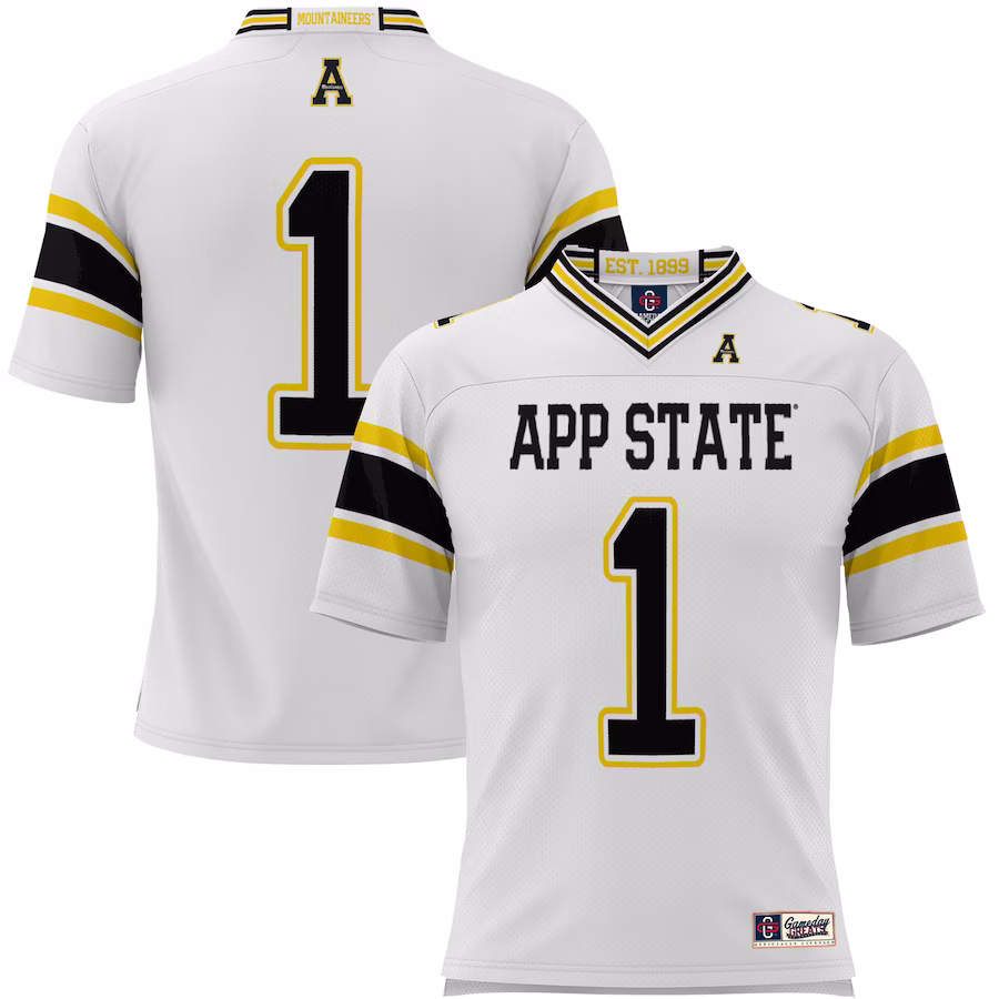 #1 Appalachian State Mountaineers GameDay Greats Endzone Football Jersey - White - Puhuasuan