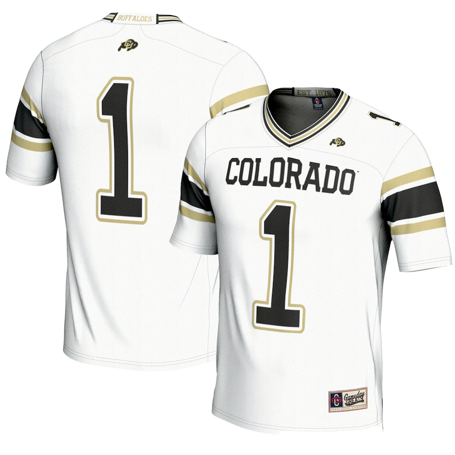 Men's GameDay Greats #1 White Colorado Buffaloes Endzone Football Jersey - Puhuasuan