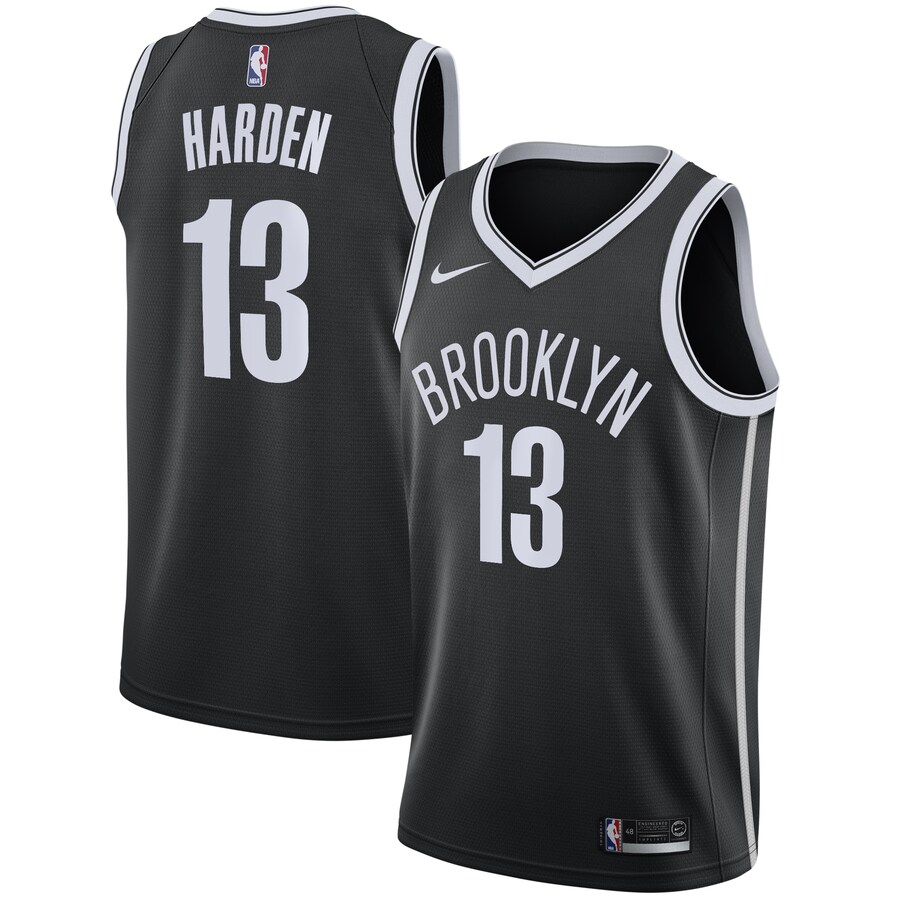 Men's Brooklyn Nets James Harden Nike Black 2020/21 Swingman Jersey - Icon Edition - Puhuasuan