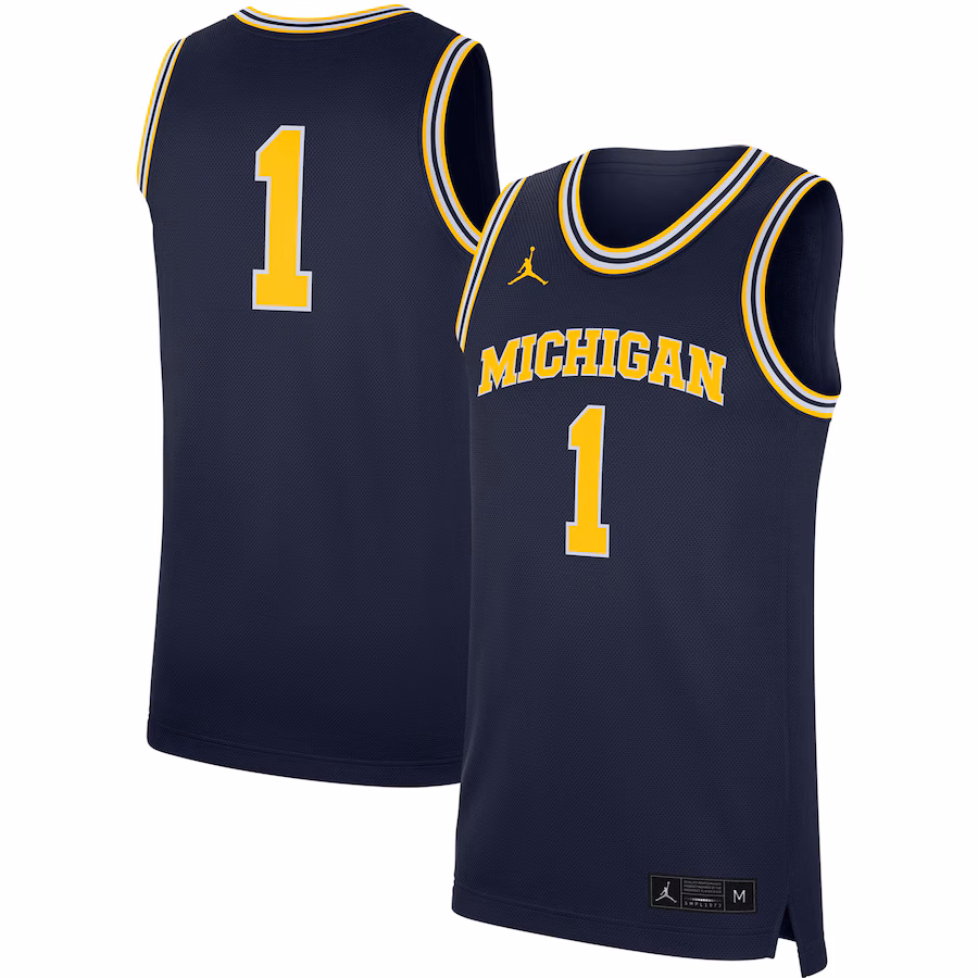 Men's Jordan Brand Navy Michigan Wolverines Replica Jersey - Puhuasuan
