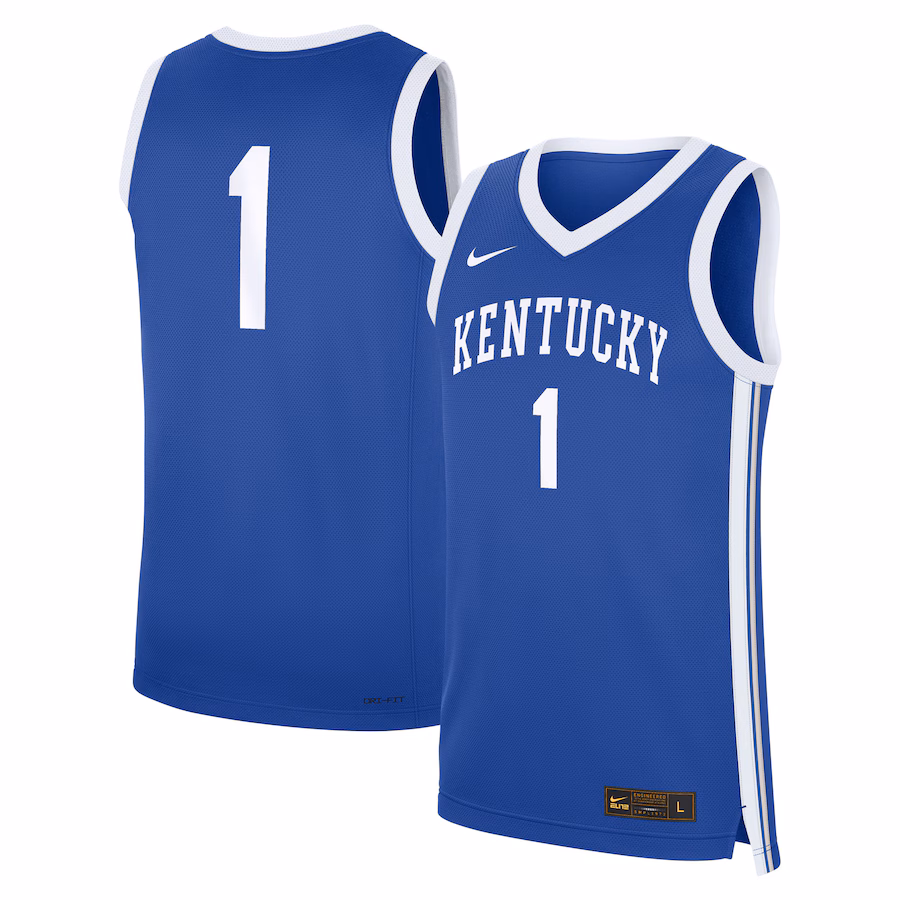 Men's Nike #1 Royal Kentucky Wildcats Road Replica Jersey - Puhuasuan